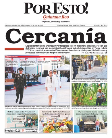 PORTADA POR ESTO CHETUMAL, JUEVES 16 DE JULIO DE 2026