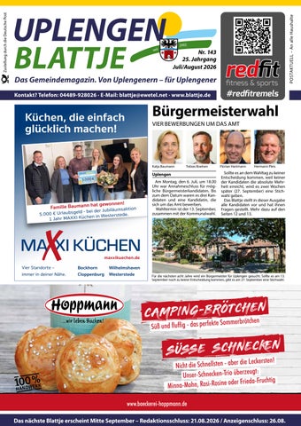 Uplengen Blattje Nr. 143, Ausgabe Juli/August 2026