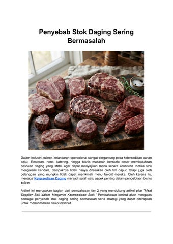 Penyebab Stok Daging Sering Bermasalah
