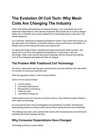 The Evolution Of Coil Tech: Why Mesh Coils Are Changing The Industry