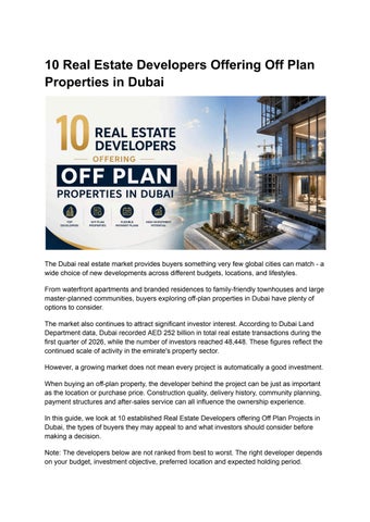Top 10 Dubai Real Estate Developers in Dubai