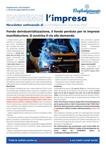 newsletter n.26 - 18 luglio 2026