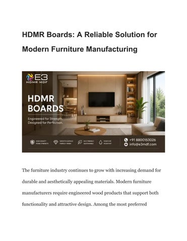 HDMR Boards_ A Reliable Solution for Modern Furniture Manufacturing