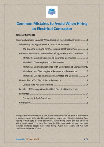Common Mistakes to Avoid When Hiring an Electrical Contractor