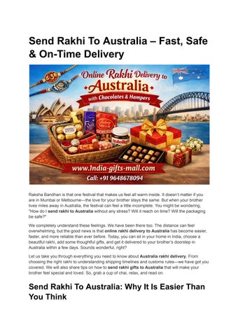 Send Rakhi To Australia – Fast, Safe & On-Time Delivery