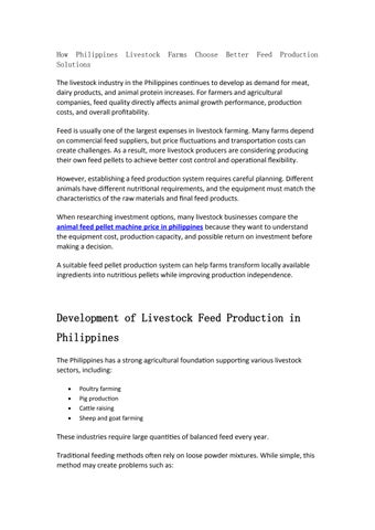 How Philippines Livestock Farms Choose Better Feed