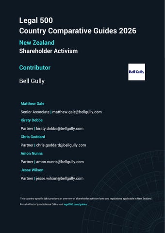 The Legal 500 Comparative Guide to Shareholder Activism in New Zealand 2026(50941397)
