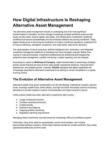 How Digital Infrastructure Is Reshaping Alternative Asset Management