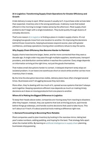 AI in Logistics Transforming Supply Chain Operations for Greater Efficiency and Growth