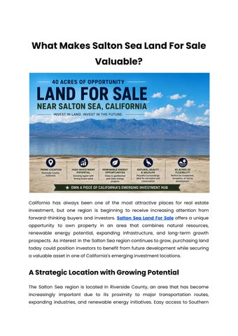 What Makes Salton Sea Land For Sale Valuable
