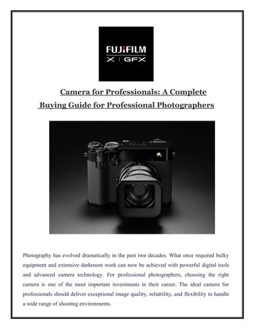 Camera for Professionals A Complete Buying Guide for Professional Photographers