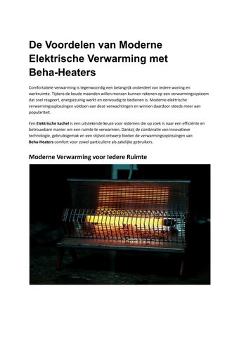 De Voordelen van Moderne Elektrische Verwarming met Beha-Heaters