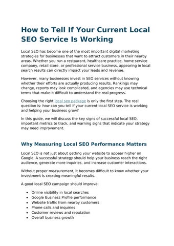 How to Tell If Your Current Local SEO Service Is Working
