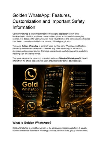 Golden WhatsApp_ Features, Customization and Important Safety Information
