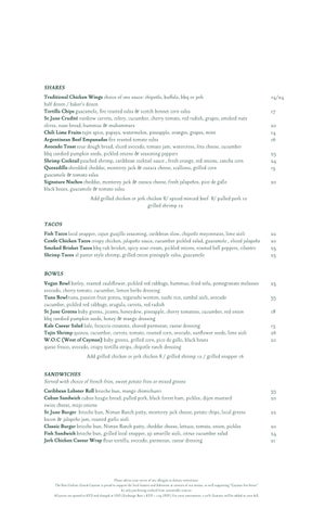 The Ritz-Carlton, Grand Cayman Saint June Menus