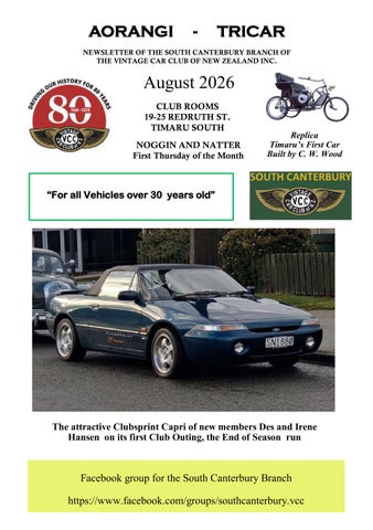 VCC Sth Canterbury Tri-Car August 2026 