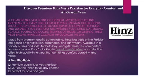 Comfortable Kids Innerwear Pakistan For Daily Comfort