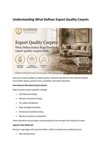 Understanding What Defines Export Quality Carpets