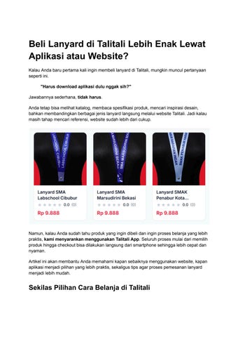 Cara pesan lanyard di talitali, lewat website atau aplikasi