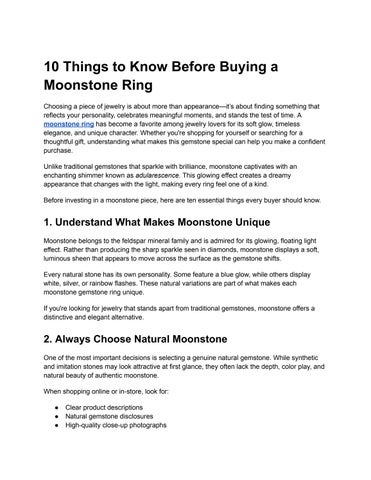 10 Things to Know Before Buying a Moonstone Ring