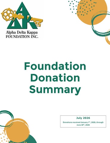 Foundation Donation Summary - July 2026