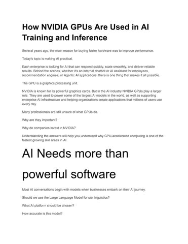 How NVIDIA GPUs Are Used in AI Training and Inference