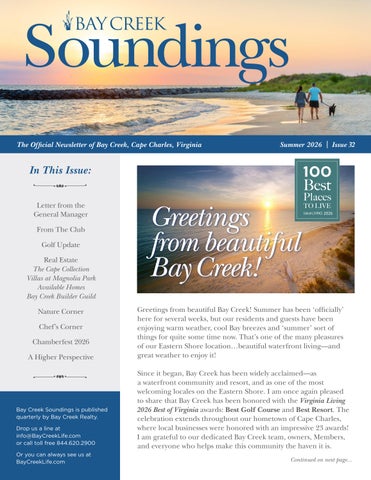 Bay Creek Summer 2026 Soundings Newsletter