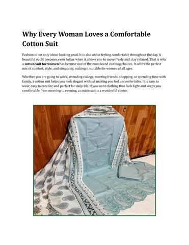 Why Every Woman Loves a Comfortable Cotton Suit - Google Docs