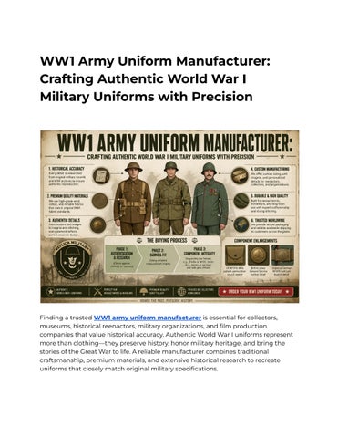 WW1 Army Uniform Manufacturer_ Crafting Authentic World War I Military Uniforms with Precision