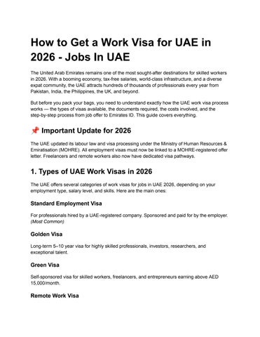 How to Get a Work Visa for UAE in 2026 - Jobs In UAE