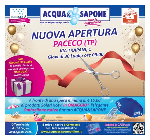 Volantino Acqua&Sapone - Nuova Apertura Paceco 30 luglio 2026