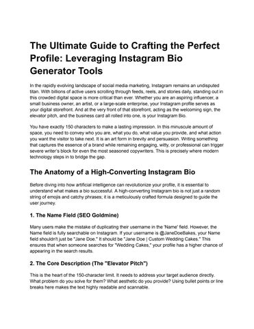 The Ultimate Guide to Crafting the Perfect Profile_ Leveraging Instagram Bio Generator Tools