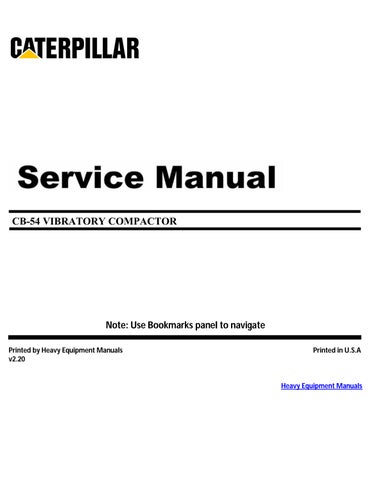 CAT Caterpillar CB-54 Service Repair Manual PDF Download