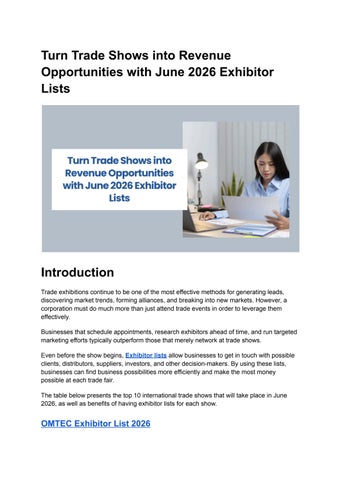Turn Trade Shows into Revenue Opportunities with June 2026 Exhibitor Lists
