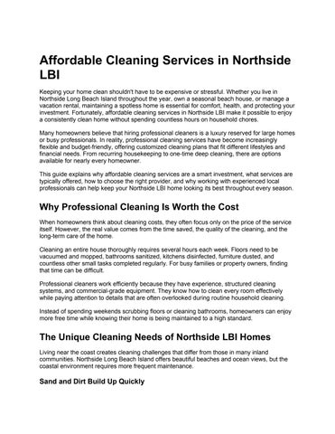 Affordable Cleaning Services in Northside LBI