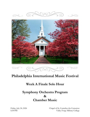 July 2026 Symphony Orchestra Program & Chamber Music Week A Finale Solo Hour