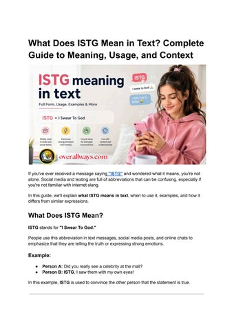 What Does ISTG Mean in Text_ Complete Guide to Meaning, Usage, and Context