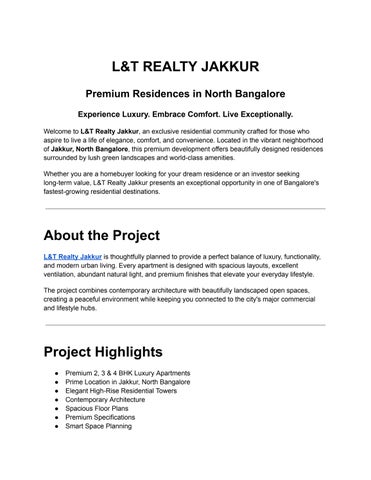 L&T REALTY JAKKUR E-brochure