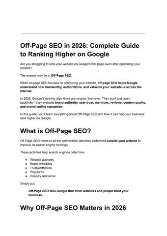 Off-Page SEO in 2026: Complete Guide to Ranking Higher on Google
