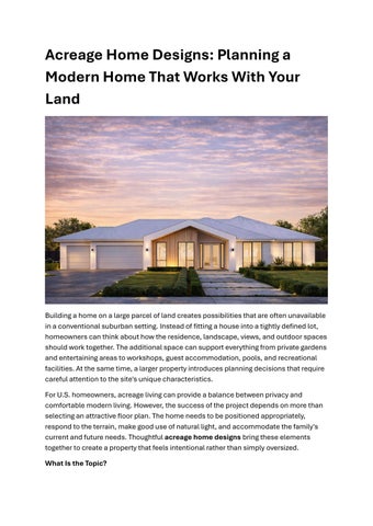 Acreage Home Designs