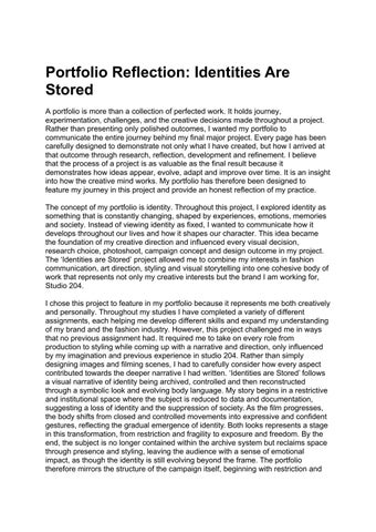 2000 word portfolio reflection