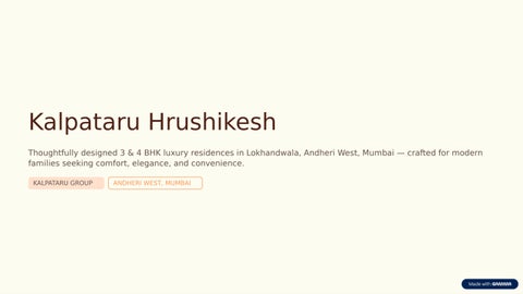 Kalpataru Hrushikesh Andheri West | Spacious 3 & 4 BHK Flats