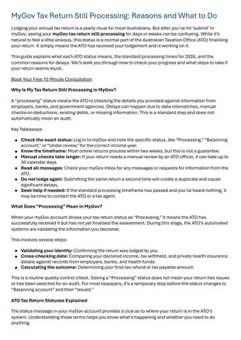 MyGov Tax Return Still Processing
