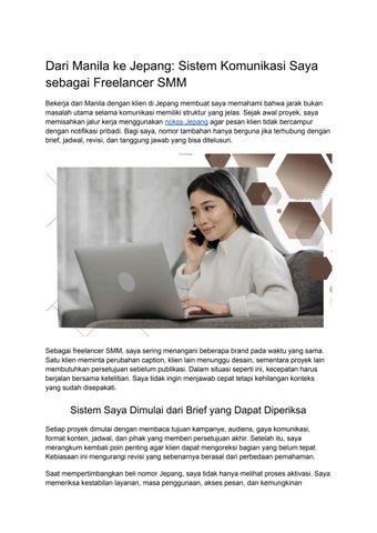 Dari Manila ke Jepang_ Sistem Komunikasi Saya sebagai Freelancer SMM