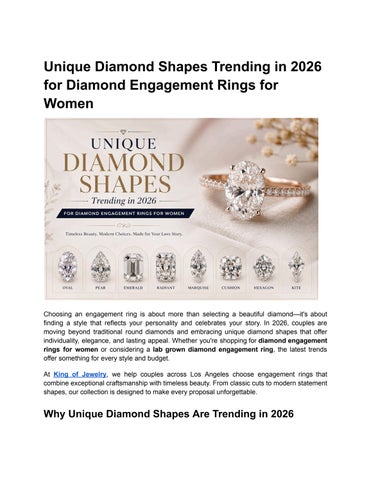 Unique Diamond Shapes Trending in 2026 for Diamond Engagement Rings for Women