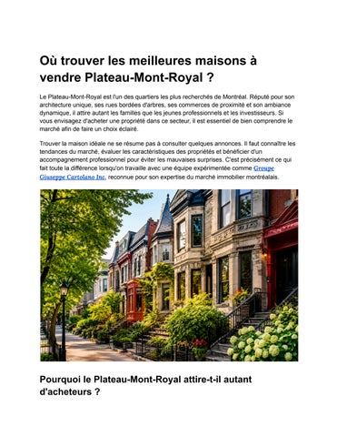 Où trouver les meilleures maisons à vendre Plateau-Mont-Royal 