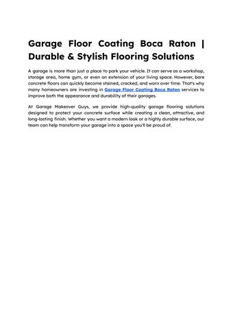 Garage Floor Coating Boca Raton _ Durable & Stylish Flooring Solutions