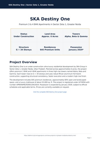 SKA Destiny One brochure