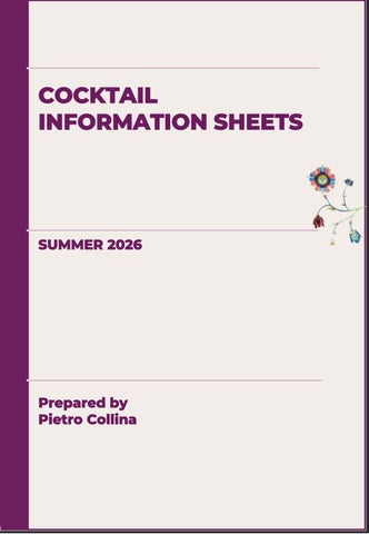 Cocktail info sheets - SUMMER 2026 - FOR ISSUU
