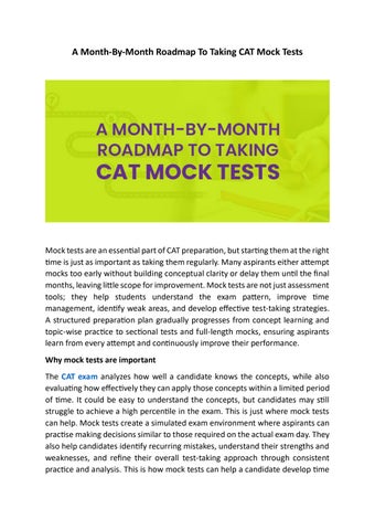 A Month-By-Month Roadmap To Taking CAT Mock Tests